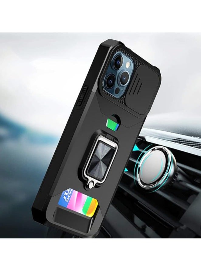 general Phone Case for iPhone 15/15Pro/15 Plus/15Pro Max, Wallet Style Phone Case with Sliding Camera Cover Holder Card Slot, Military Grade Protective Phone Case with Ring Bracket - Image 3