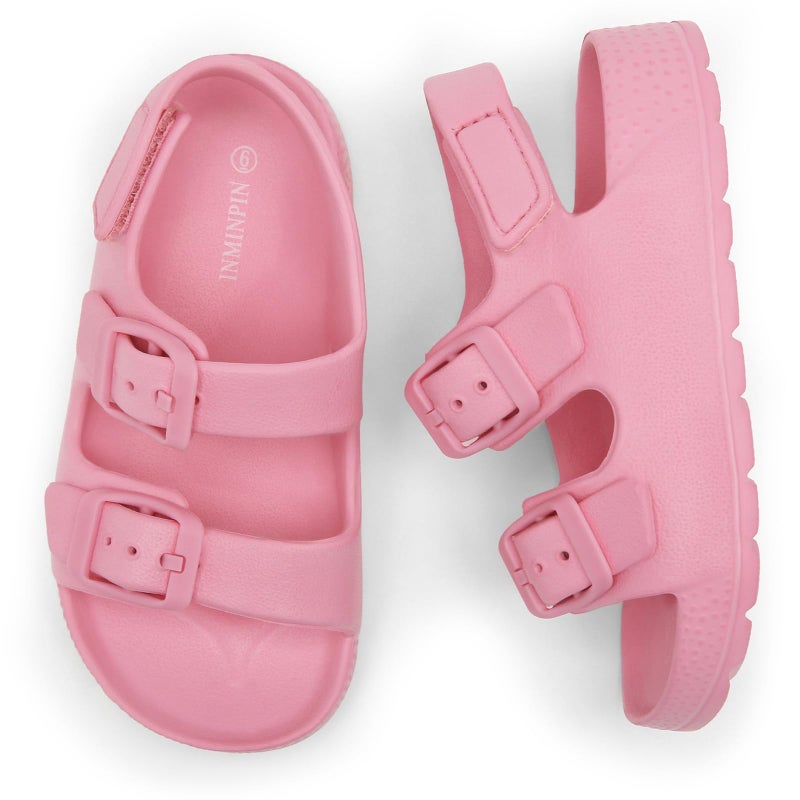 INMINPIN Toddler Boys Girls Buckle Sandals Comfort Open Toe Sandal with Adjustable Back Strap, Pink, 4 Toddler - Image 4