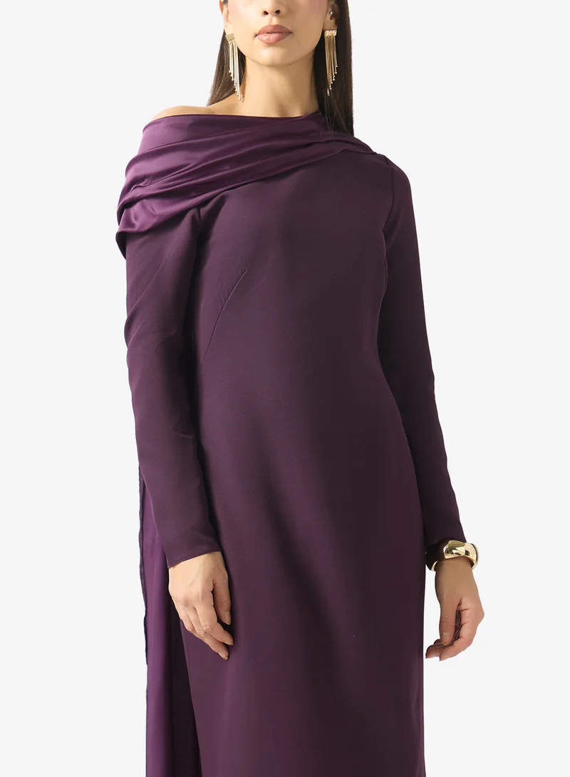 Namshi X  Contrast Toned Drapped Dress for Women | Best Price UAE