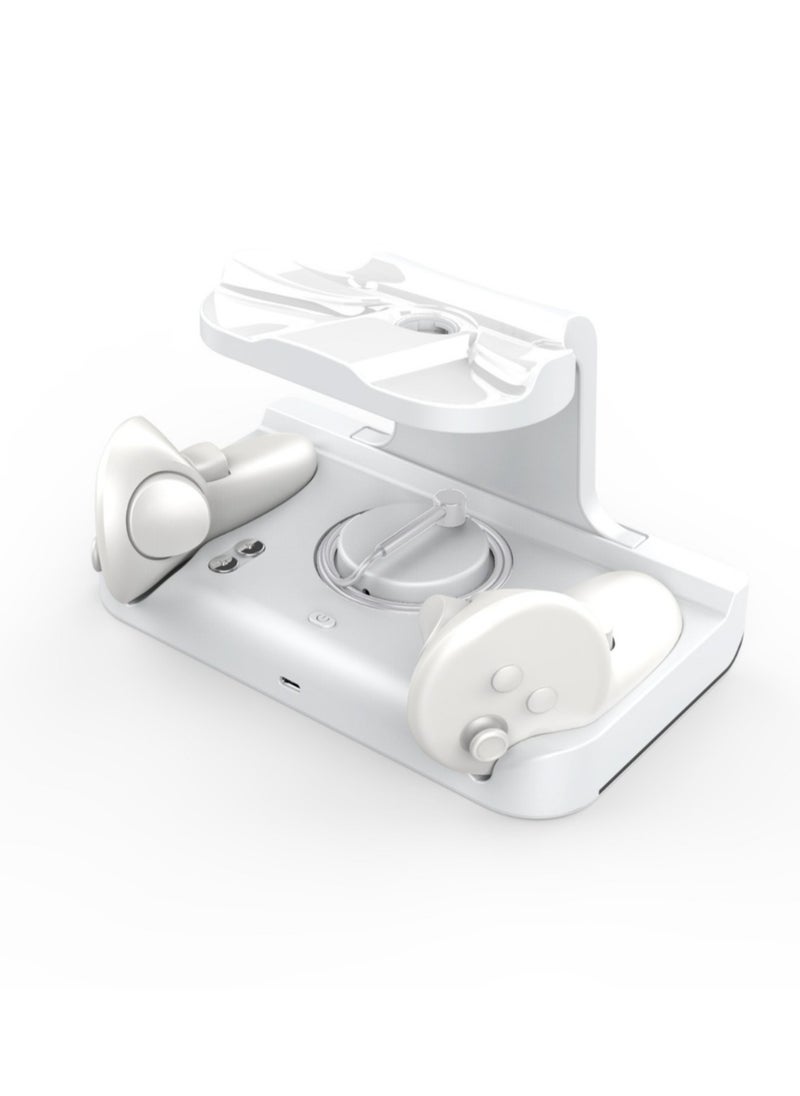 محطة شحن لـ Meta Quest 3، مجموعة ستاند محطة شحن مغناطيسية USB لنظارة Quest 3 VR وتحكم Touch Controller، مع مؤشر LED ملون للشحن السريع.