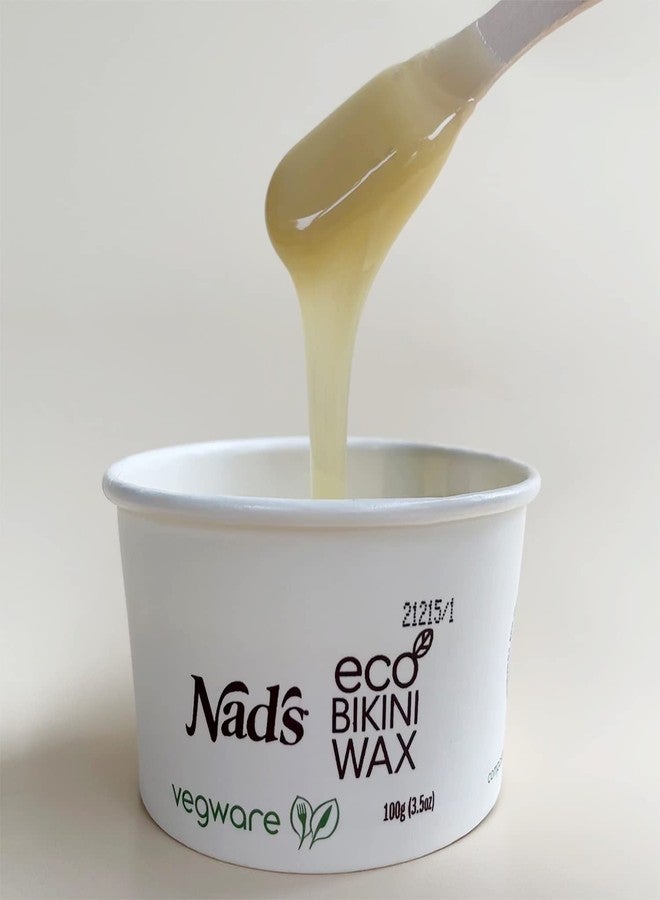 Nad's شمع ناد الاحترافي بجودة صالون قابل للميكروويف، خالي من الشرائط، صديق للبيئة، لصنع الشمع للبكيني، تركيبة نباتية خالية من البلاستيك تشمل 100 جرام من الشمع وملعقة خشبية - Image 2
