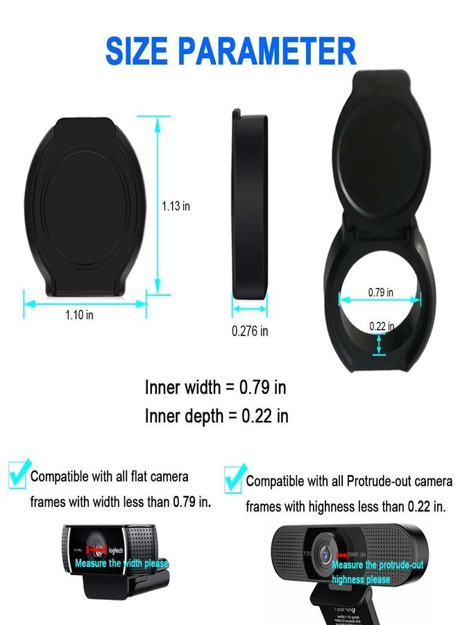 JCWINY غطاء كاميرا ويب عالمي 2 عبوة، أغطية عدسة كاميرا ويب خارجية لجهاز الكمبيوتر المكتبي، غطاء مصراع، غطاء واقي، غطاء خصوصية لكاميرا الويب متوافق مع كاميرات لوجيتك HD Pro C270/C615/C920/C930e/C922X - Image 3