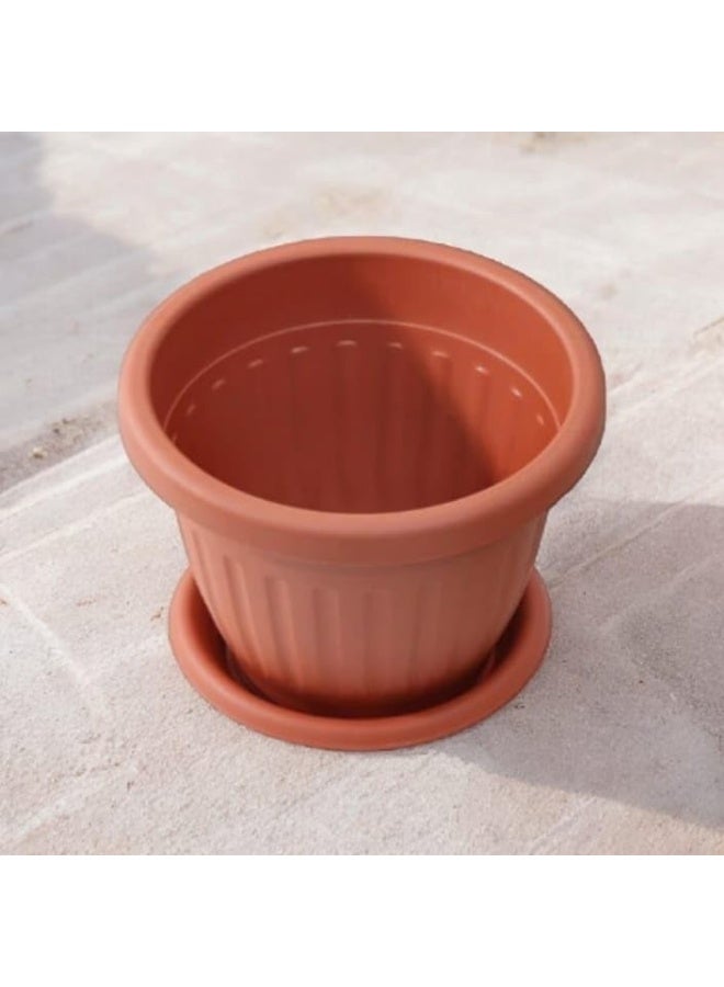 شالية ألماني للحدائق والنباتات، وعاء بني مع صحن، ، زخرفة مضلعة (25) - Image 1