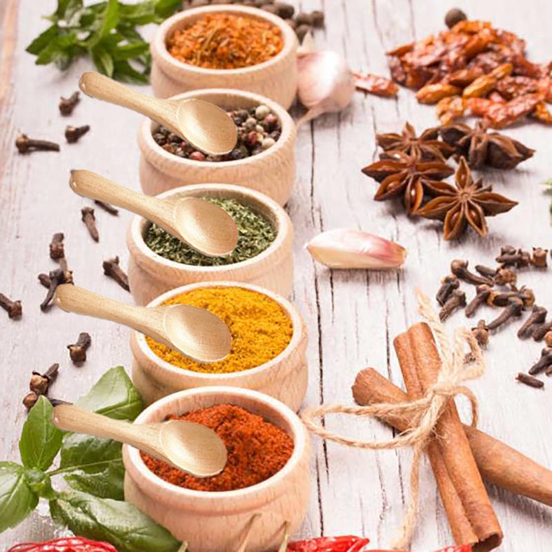 Asanta 6 PCS Small Wooden Spoons, 3.9 Inch Tiny Spoons for Spices Jars, Mini Wood Condiment for Sauces, Salt, Sugar, Honey, Pepper, Tea, Coffee, Ice Cream, Cute Wood Serving Cooking - Image 5