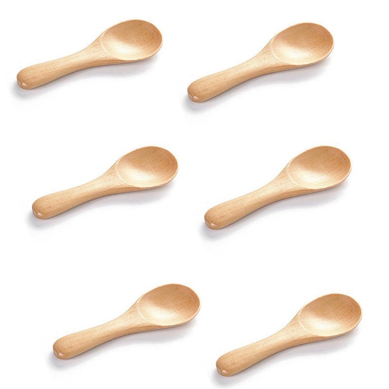 Asanta 6 PCS Small Wooden Spoons, 3.9 Inch Tiny Spoons for Spices Jars, Mini Wood Condiment for Sauces, Salt, Sugar, Honey, Pepper, Tea, Coffee, Ice Cream, Cute Wood Serving Cooking - Image 1