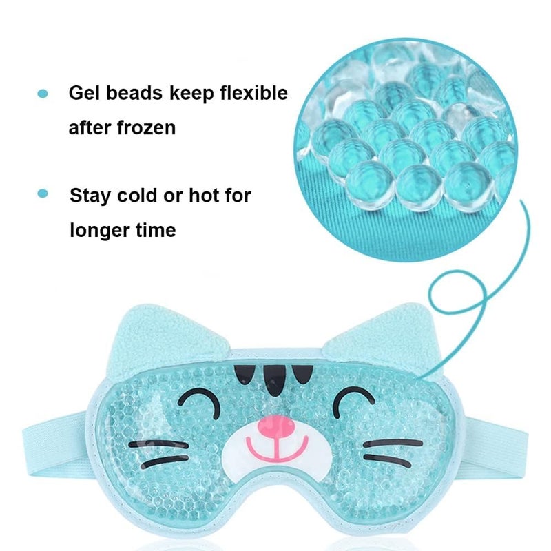 NEWGO Kids Ice Pack Eye Mask Cold Compress Reusable Hot Cold Therapy Gel Eye Mask with Soft Plush Backing - Image 3