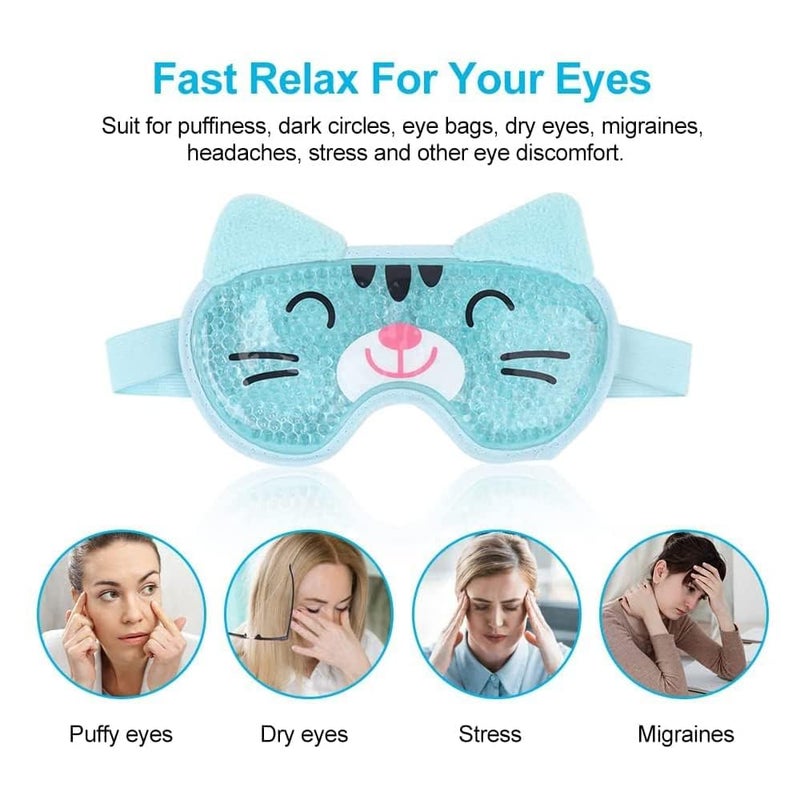 NEWGO Kids Ice Pack Eye Mask Cold Compress Reusable Hot Cold Therapy Gel Eye Mask with Soft Plush Backing - Image 5