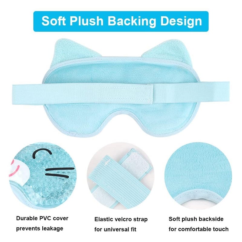 NEWGO Kids Ice Pack Eye Mask Cold Compress Reusable Hot Cold Therapy Gel Eye Mask with Soft Plush Backing - Image 4