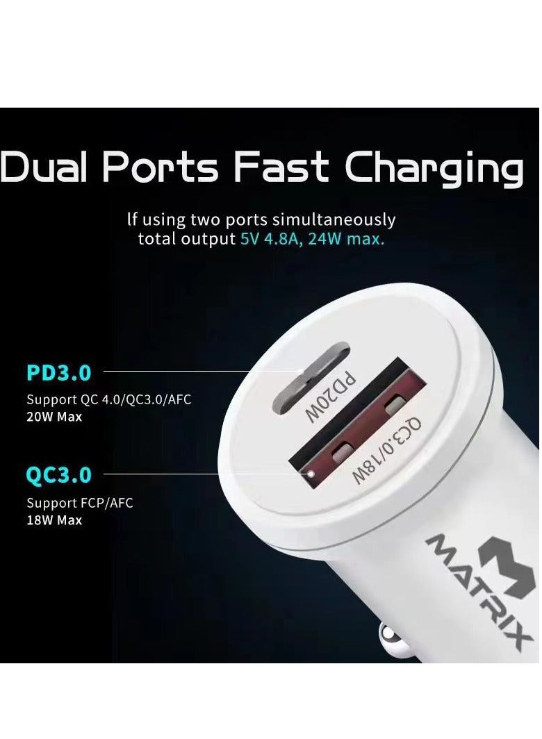 Matrix Car Charger 20W Dual-Port - BF-CC067-20W-AC - Image 3