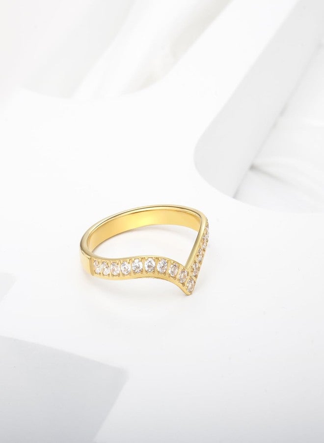 JINHUI Rings for Women, 18K Gold Plated Dainty Band Rings with CZ Simulated Diamond for Women Thin Stacking Gold Rings Casual Classic (gold, 8) - Image 5