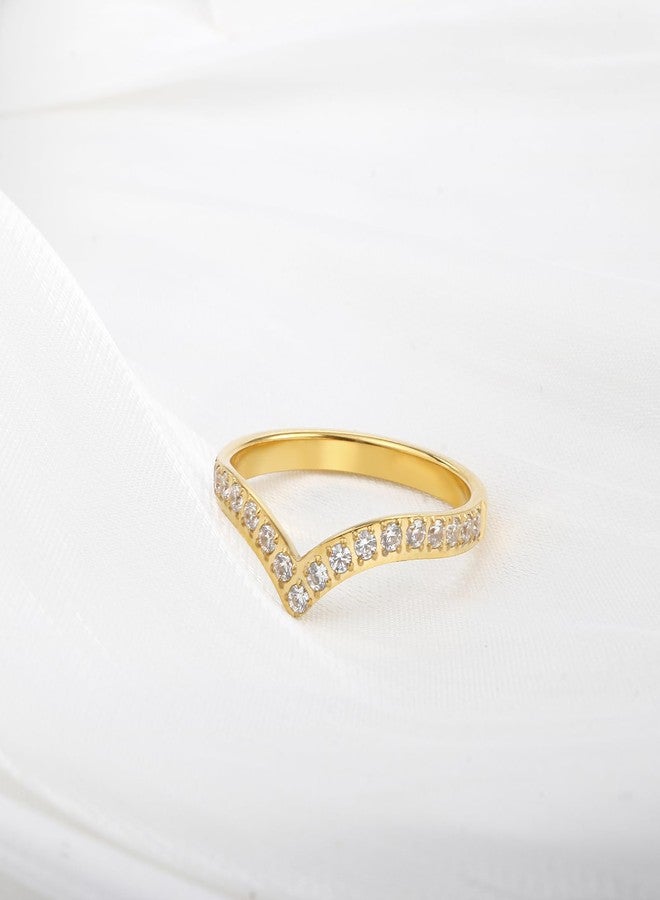 JINHUI Rings for Women, 18K Gold Plated Dainty Band Rings with CZ Simulated Diamond for Women Thin Stacking Gold Rings Casual Classic (gold, 8) - Image 4