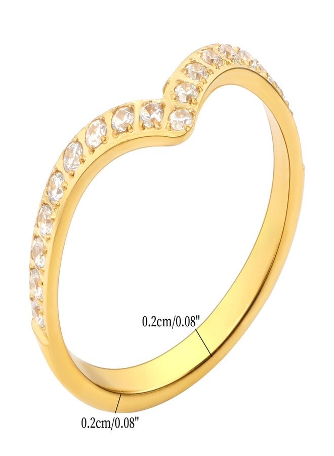 JINHUI Rings for Women, 18K Gold Plated Dainty Band Rings with CZ Simulated Diamond for Women Thin Stacking Gold Rings Casual Classic (gold, 8) - Image 3