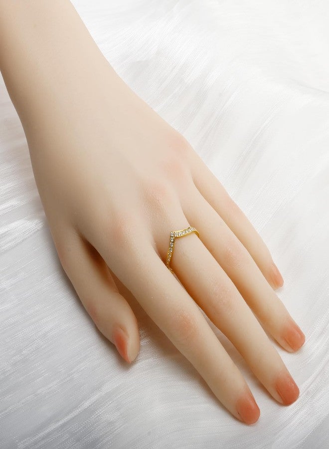 JINHUI Rings for Women, 18K Gold Plated Dainty Band Rings with CZ Simulated Diamond for Women Thin Stacking Gold Rings Casual Classic (gold, 8) - Image 2