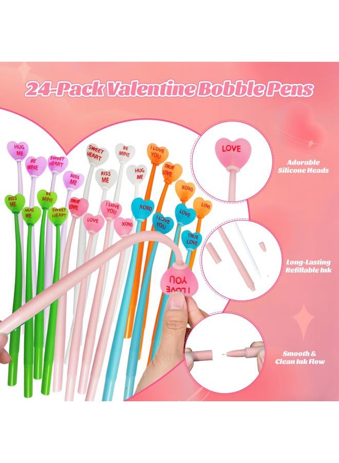 Zhirlyn Valentines Pens Stress Relief Bobblehead Pen Cute Fun Pens for kids Assorted Kawaii Gel Ink Pen for Birthday, Classroom Prizes, School, Office Supplies (Valentine, 24) - Image 4