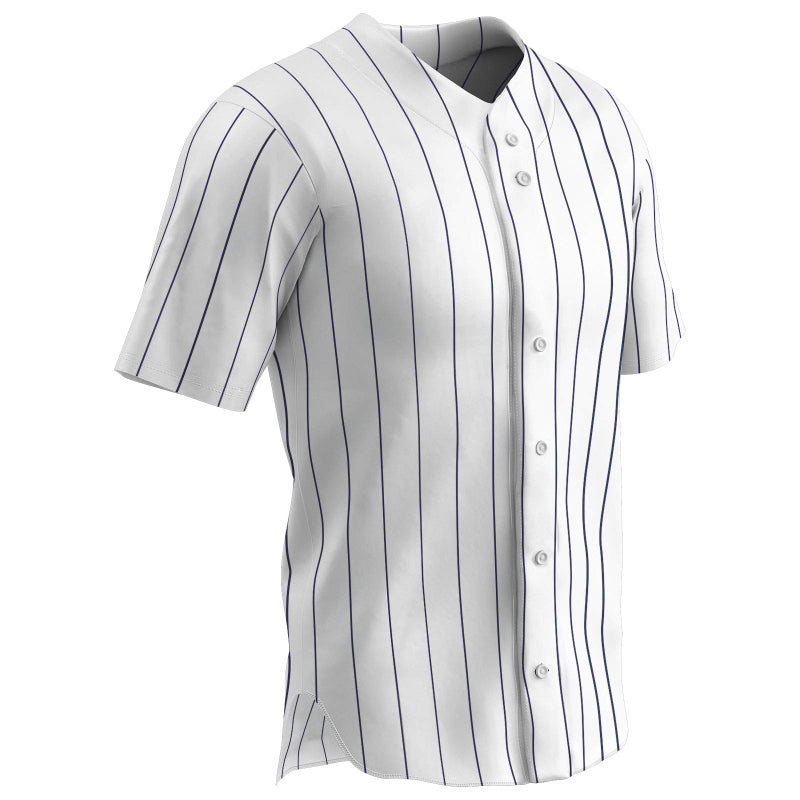 Champro Ace Polyester Button Front Baseball Jersey, Youth Small, White, Navy Pin