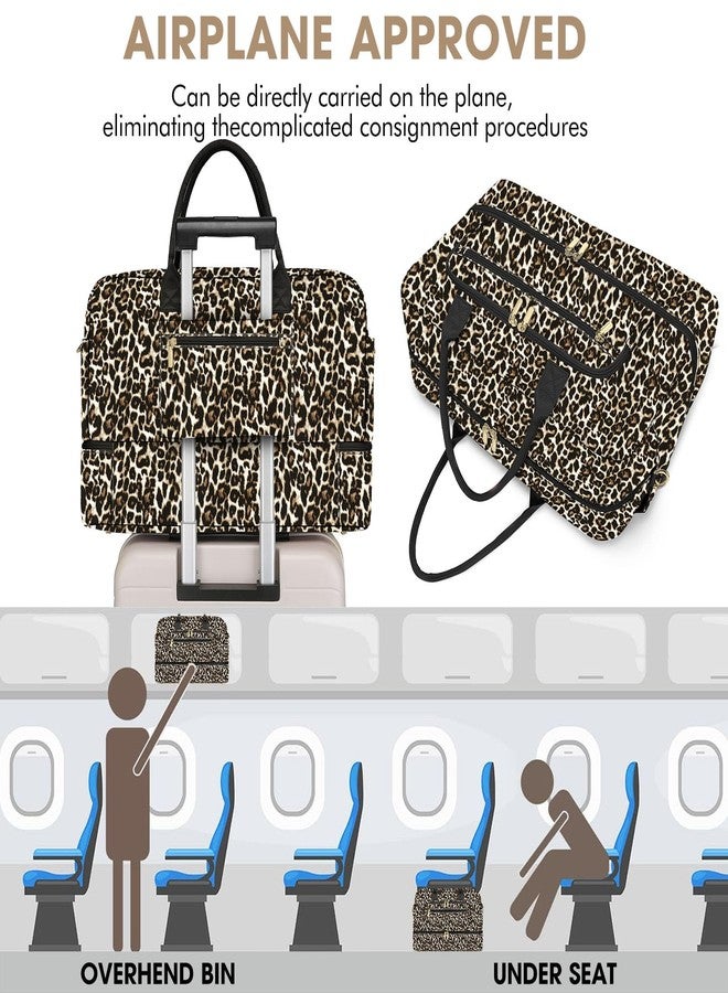 LUOCIP Large Women Travel Duffle Bag - Carry on Overnight Bags Weekend Travel Duffel Tote Bag with Wet Pocket Toiletry Weekender, Brown Leopard, Travel Duffle Bag - Image 5