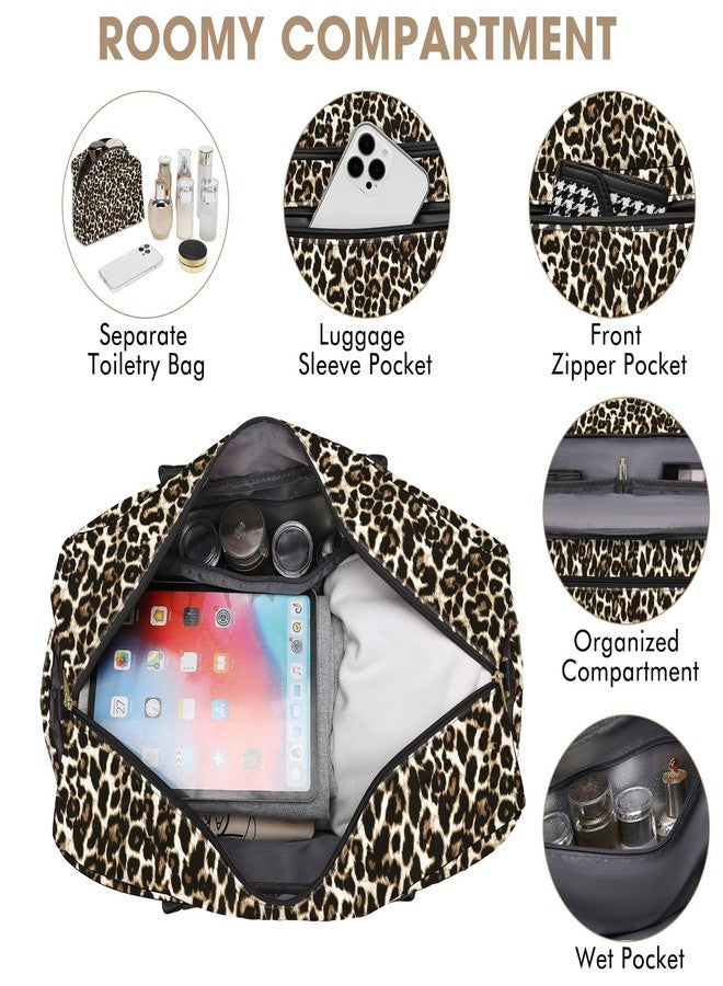 LUOCIP Large Women Travel Duffle Bag - Carry on Overnight Bags Weekend Travel Duffel Tote Bag with Wet Pocket Toiletry Weekender, Brown Leopard, Travel Duffle Bag - Image 4