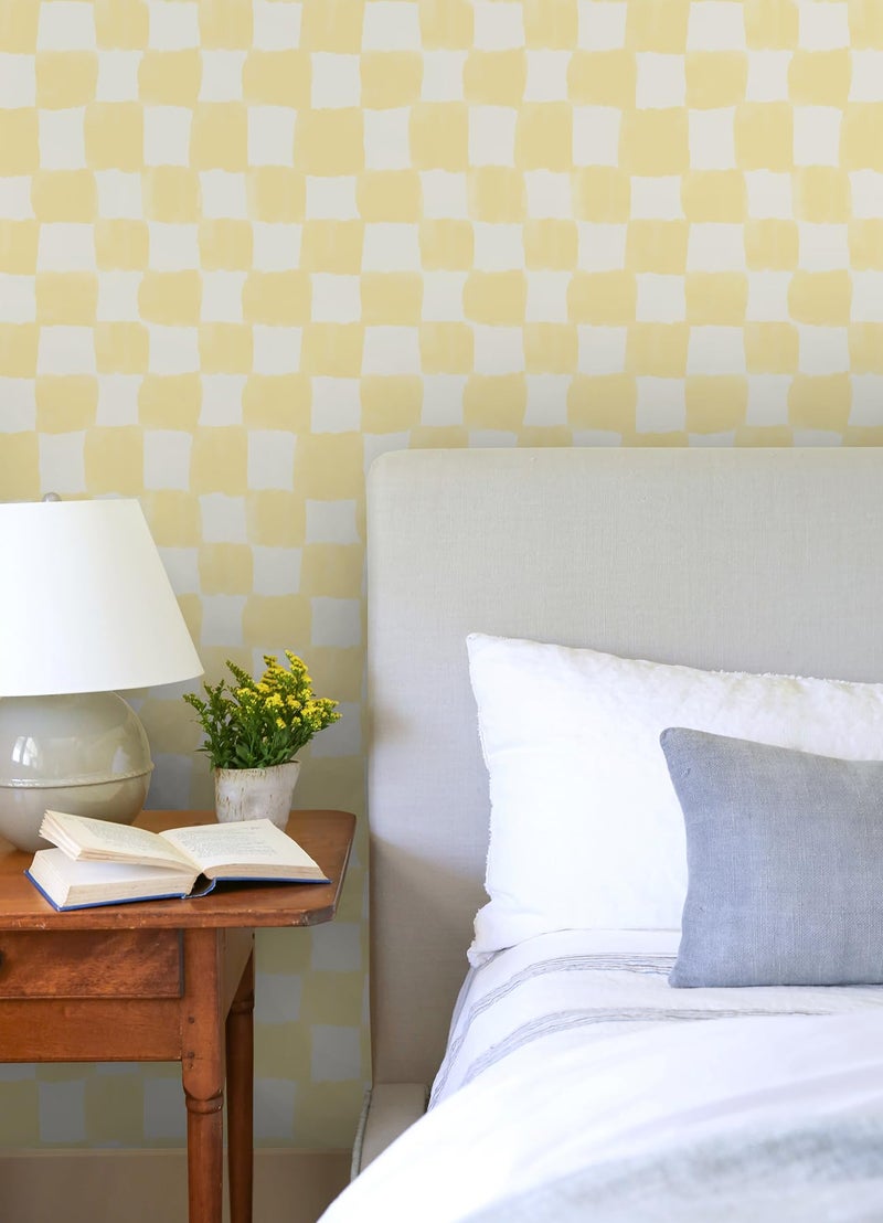 Mr. Kate RoomMates Tess Watercolor Checker Pale Yellow Peel and Stick Wallpaper, RMWS1317 - Image 3