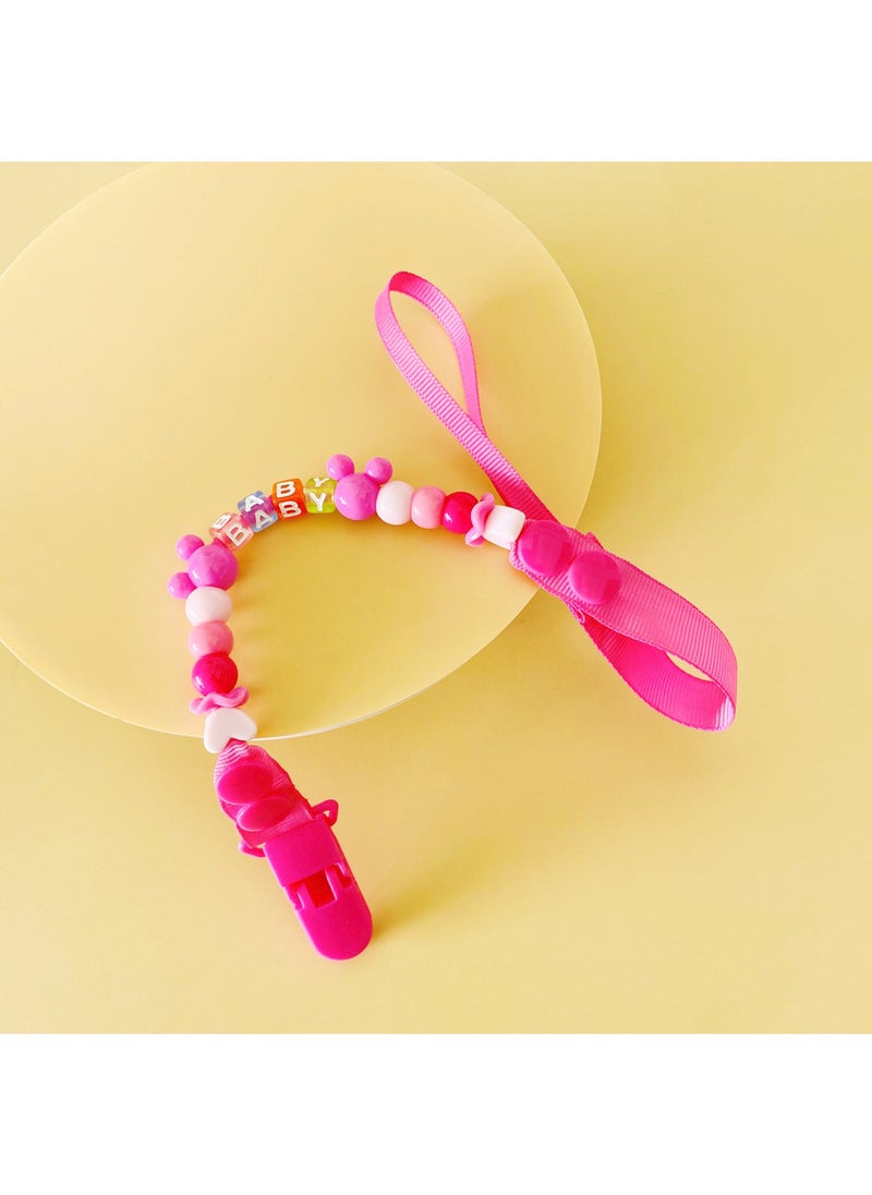 Maternal and Infant Products Infant Pacifier Anti-drop Chain Clip Beaded Pacifier Clip Baby Pacifier Belt Anti-drop Clip New baby-rose red 