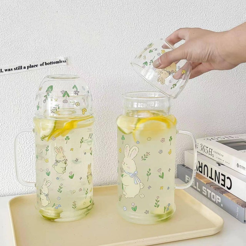 Generic Glass Carafe with Cup Lid, 1000ml Capacity, Hot and Cold Beverage Thermos .ka