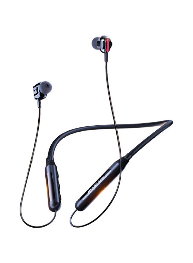 I37S Sports Bluetooth Neckband, Wireless High-Capacity Running Neck-Hook In-Ear Magnetic Music Gaming Headphones With Ultra-Long Battery Life, Compatible With Apple, Huawei, Xiaomi, Black