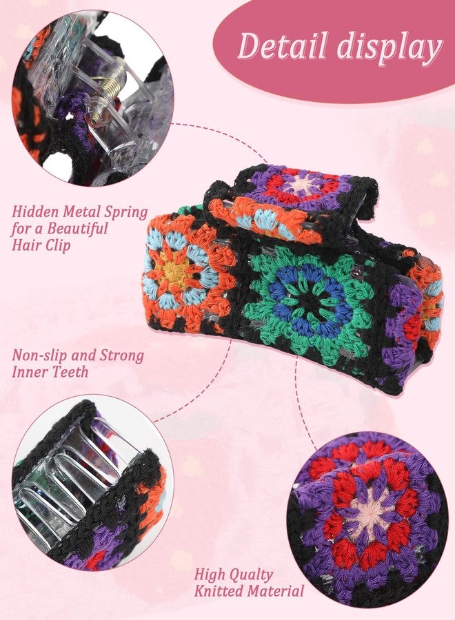 HAIMEIKANG Large Crochet Hair Clips - Strong Hold Jaw Clips for Thick Hair, Non-Slip Knitted Strawberry Hair Accessories for Women and Girls - Image 3