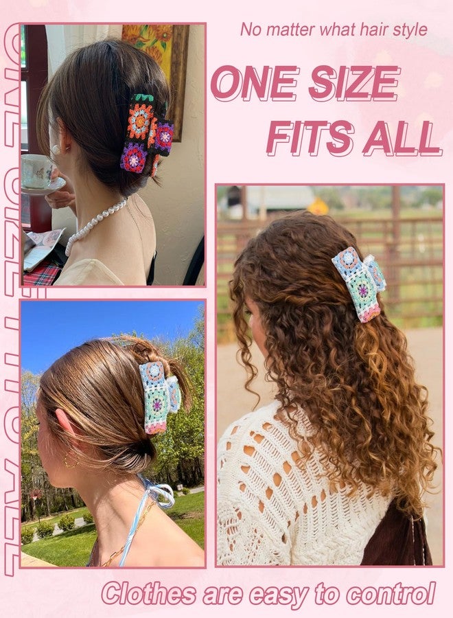 HAIMEIKANG Large Crochet Hair Clips - Strong Hold Jaw Clips for Thick Hair, Non-Slip Knitted Strawberry Hair Accessories for Women and Girls - Image 5