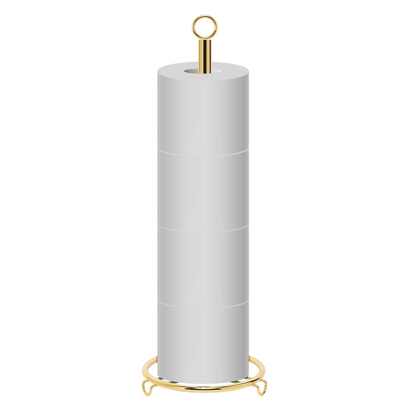 Siyzda Bath Toilet Paper Holder  Toilet Tissue Holder for Paper Rolls  Metal Toilet Paper Organizer Storage  Tissue Roll Holder Stand for Bathroom/Kitchen Countertop (21  H  Gold) - Image 1