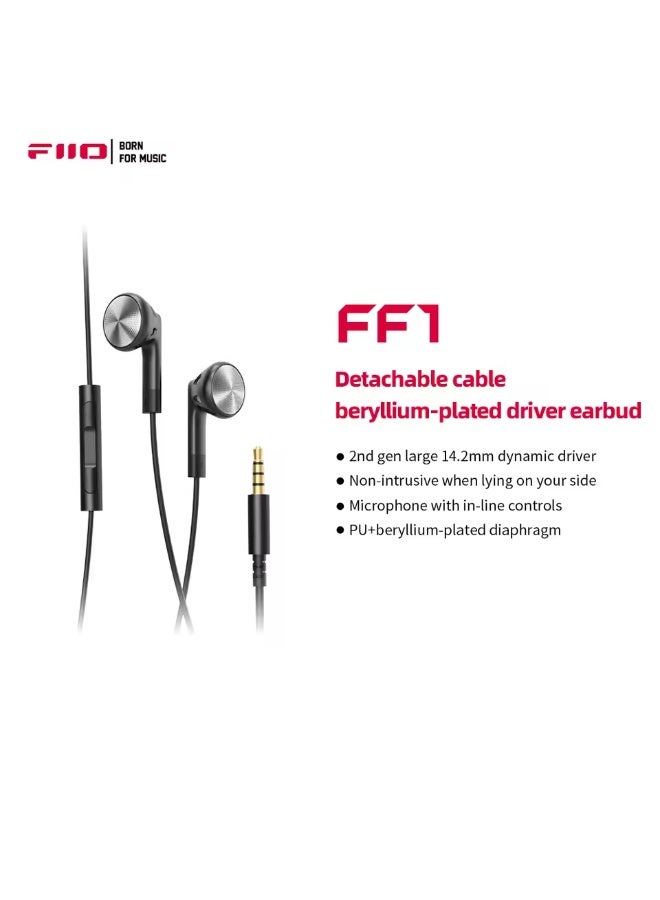 فيو سماعات أذن سلكية عالية الدقة FiiO FF1 مقاس 3.5 مم مزودة بميكروفون ديناميكي عالي الدقة مقاس 14.2 مم، مثالية للألعاب والاجتماعات والفيديوهات - Image 1