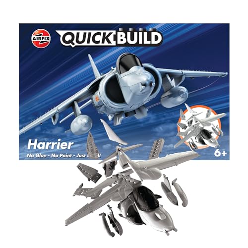 Airfix طقم نماذج طائرات Airfix J6009 Quickbuild للكبار والأطفال - هارير - طائرات مقاتلة بلاستيكية، مجموعات بناء كتل، نماذج طائرات تتجمع بسهولة، ألعاب هندسية للهدايا - Image 1