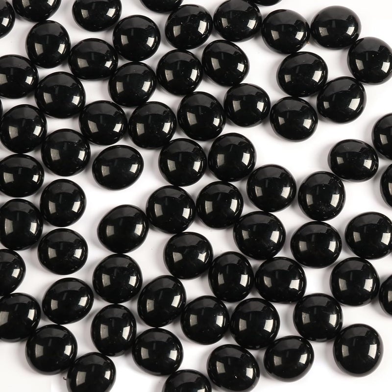 MBKHFLL Glass Marbles, Mini Flat Glass Beads~100 PCS for Vase Fillers, Floral Bottom Mancala Gems Pebbles Fish Tank Rocks for Table Aquarium,Home Decor Art Craft Supplies (Black, 0.5 LB) - Image 1