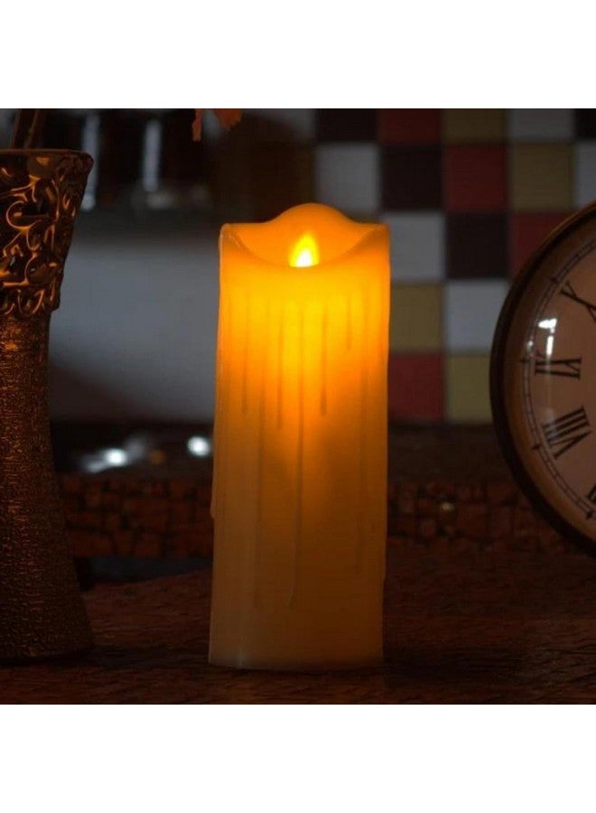 CHRONOS شمعة عمود لهب متحرك LED كرونوس - عاج ذائب، بدون لهب، بدون دخان، وميض واقعي، ضوء أبيض دافئ لتزيين المنزل، ديوالي، وعيد الميلاد (8 بوصة) - Image 1