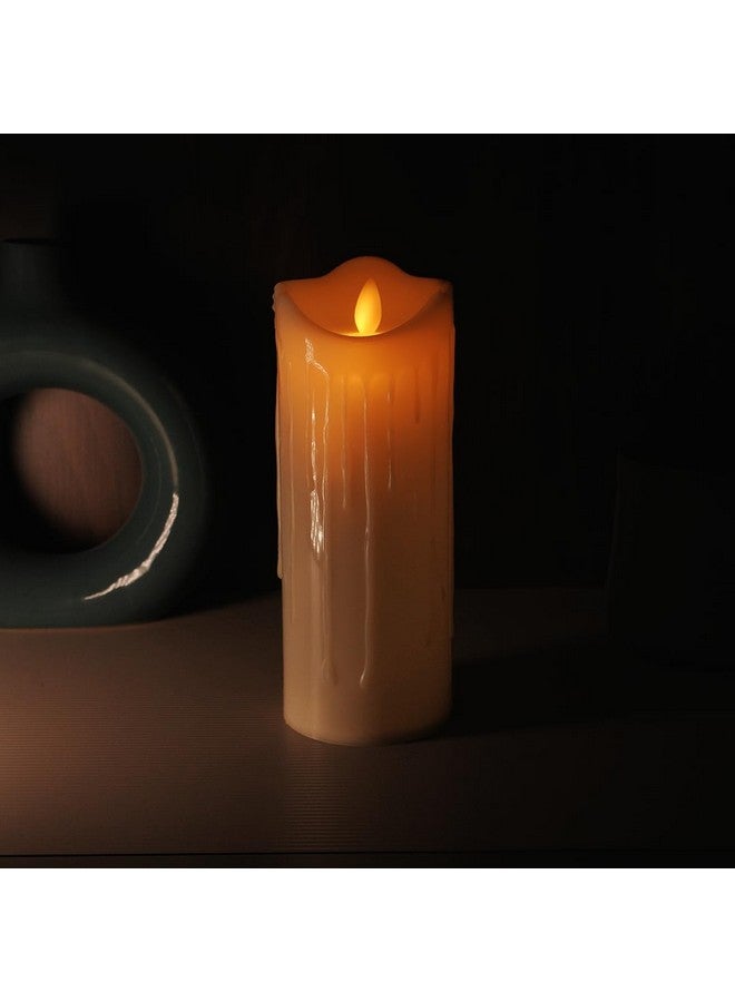 CHRONOS شمعة عمود لهب متحرك LED كرونوس - عاج ذائب، بدون لهب، بدون دخان، وميض واقعي، ضوء أبيض دافئ لتزيين المنزل، ديوالي، وعيد الميلاد (8 بوصة) - Image 5