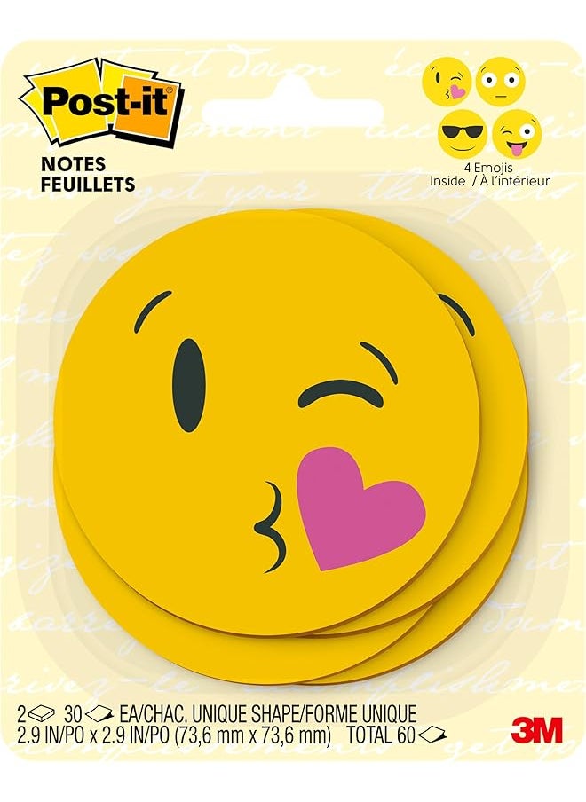 Post-it - Notes Emoji Design 3 X 3 In 76 X 76 Mm Yellow Color 2 Pads Pack Alternating Faces For Note Taking To Do Lists And Reminders Clean Removal Recyclable 30 Sheets Pad - Image 1