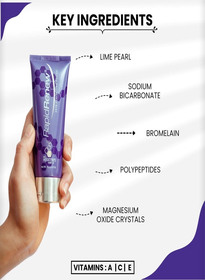 Rapidlash RapidRenew مقشر البشرة المثالي - غسول وجه مقشر وكريم تقشير مع فيتامين C، مركب Hexatein 5 - مقشر للوجه للنساء والرجال، مصغر للمسام - 2.5 أونصة سائلة - Image 3