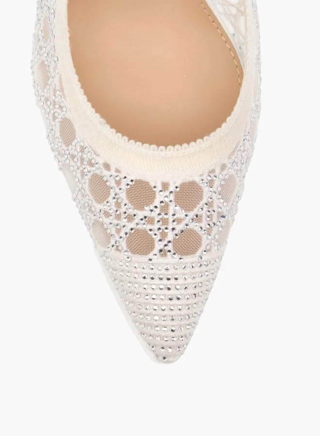 Flora Bella By Shoexpress Women's Embellished Slingback Shoes with Stiletto Heels