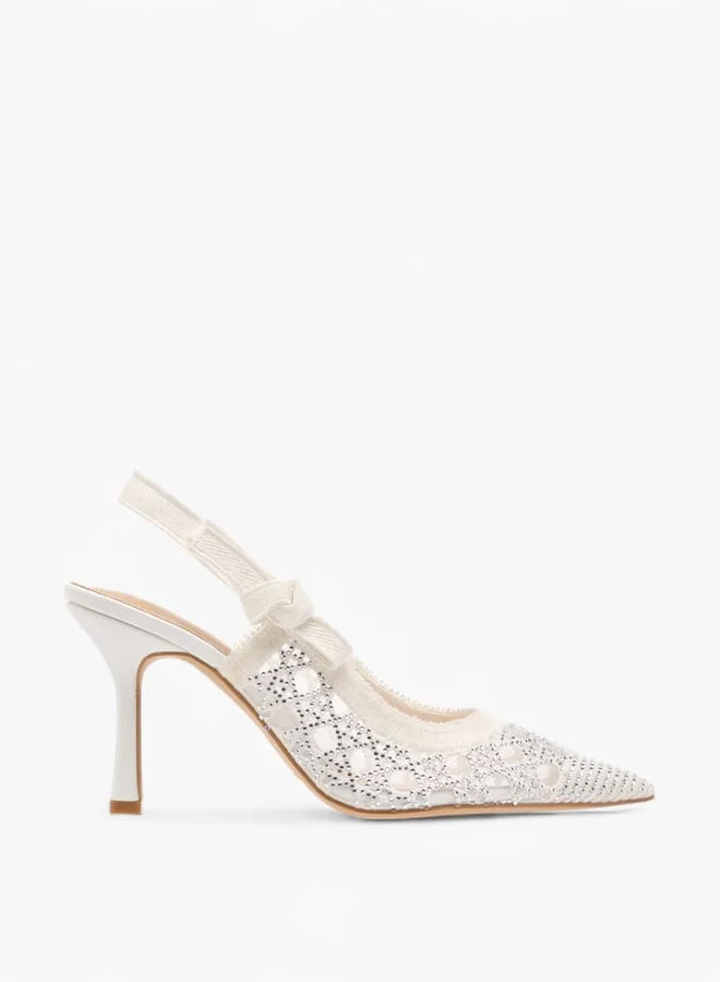 Flora Bella By Shoexpress Women's Embellished Slingback Shoes with Stiletto Heels