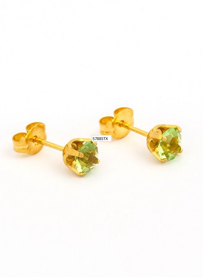 Studex 5MM August Peridot 24K Pure Gold Plated Ear Studs - Image 2