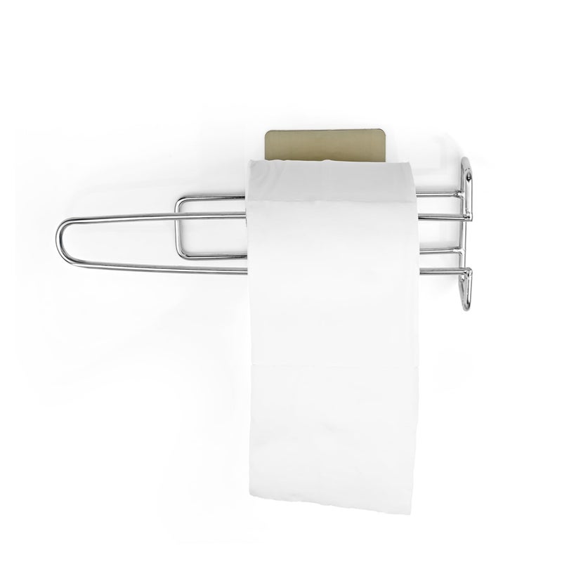 GS Gujarat GS Gujarat Toilet Paper Holder -Kitchen -Bathroom Napkin Holder Wall-Mounted Paper Towel Holder, Chrome-Plated Metal, Self-Adhesive Installation Pack of 1  - Image 2
