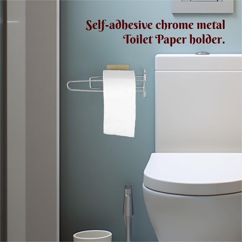 GS Gujarat GS Gujarat Toilet Paper Holder -Kitchen -Bathroom Napkin Holder Wall-Mounted Paper Towel Holder, Chrome-Plated Metal, Self-Adhesive Installation Pack of 1  - Image 4