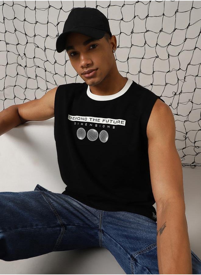 Hubberholme - Graphic Print Round Neck Cotton Oversized T-Shirt by Styli - Image 1