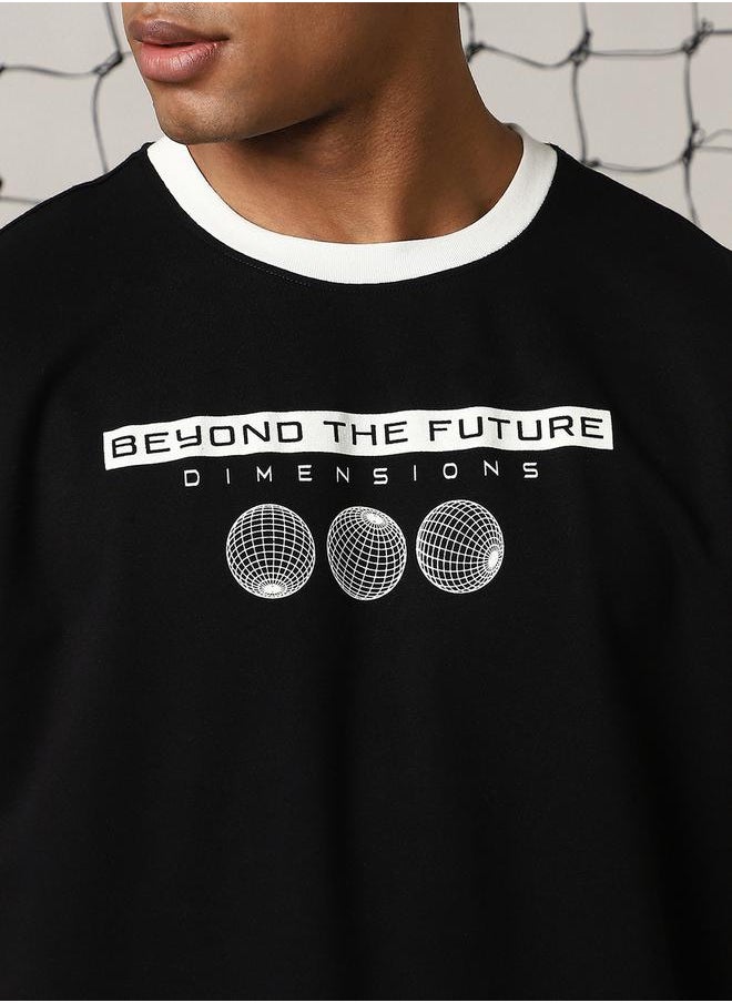 Hubberholme - Graphic Print Round Neck Cotton Oversized T-Shirt by Styli - Image 1