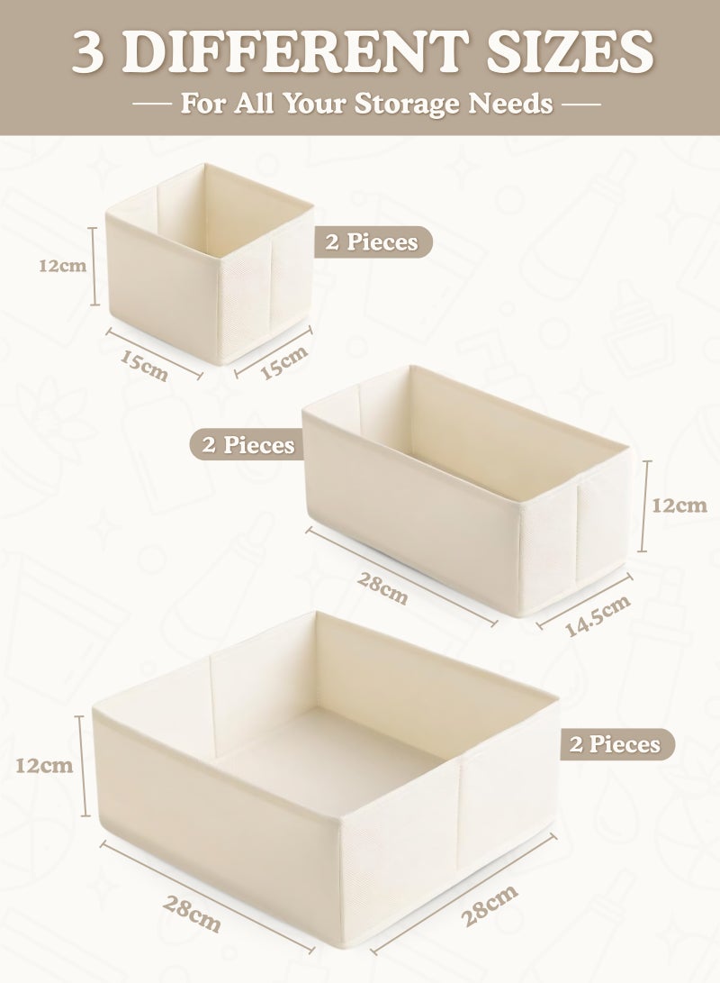 MODANOIR 6 PCS Drawer Organiser Foldable Wardrobe Set, Clothes Organizer for Underwear, Socks, Baby Clothes Foldable Closet Durable Non-Woven Fabric Storage Box Organizer & Closet Organizer Cabinet for Clothes - Image 2