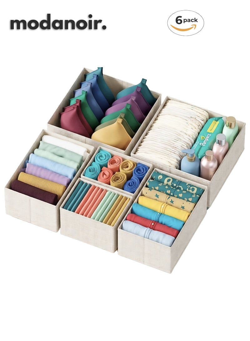MODANOIR 6 PCS Drawer Organiser Foldable Wardrobe Set, Clothes Organizer for Underwear, Socks, Baby Clothes Foldable Closet Durable Non-Woven Fabric Storage Box Organizer & Closet Organizer Cabinet for Clothes - Image 1