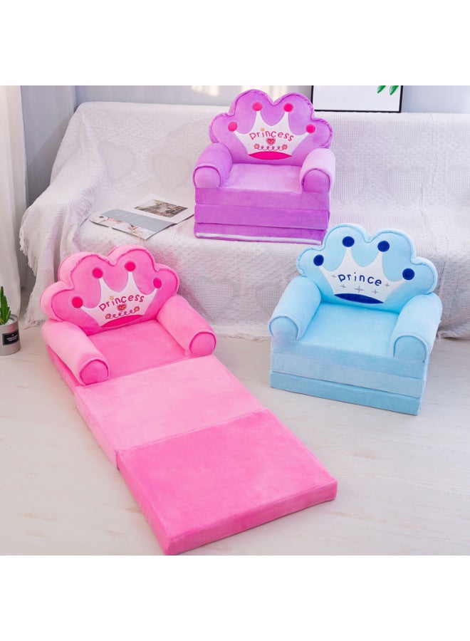 Children's Folding Sofa Bed Nap Cartoon Cute Kindergarten Baby's Small Sofa Lazy Seat Detachable And Washable Three-Layer-Specifications:Three-layer Folding-Color:Powder Crown - Image 2