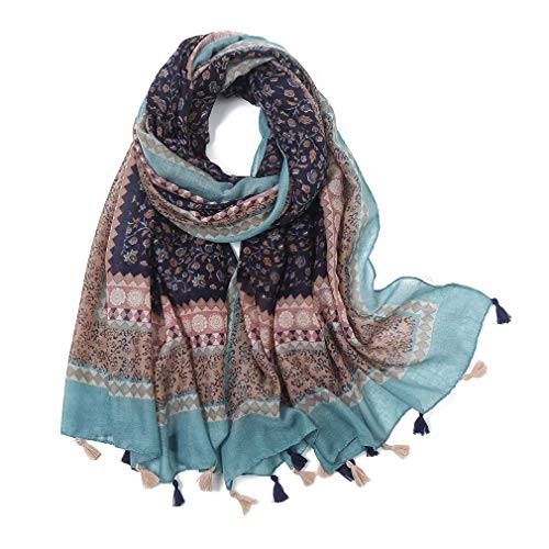Yeieeo Lightweight Women's Fashion Floral Boho Soft Blanket Oversized Fringed Scarf Wraps Shawl(Floral 10) - Image 1