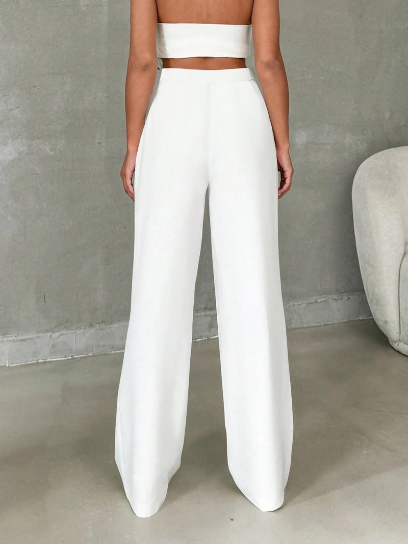 Toochki Trousers for Woman Pants Women's Formal Office Korean | White Track Pant | Straight | Cotton Spandex Stretchable Trouser | High-Waisted Bottom Wear - Image 5