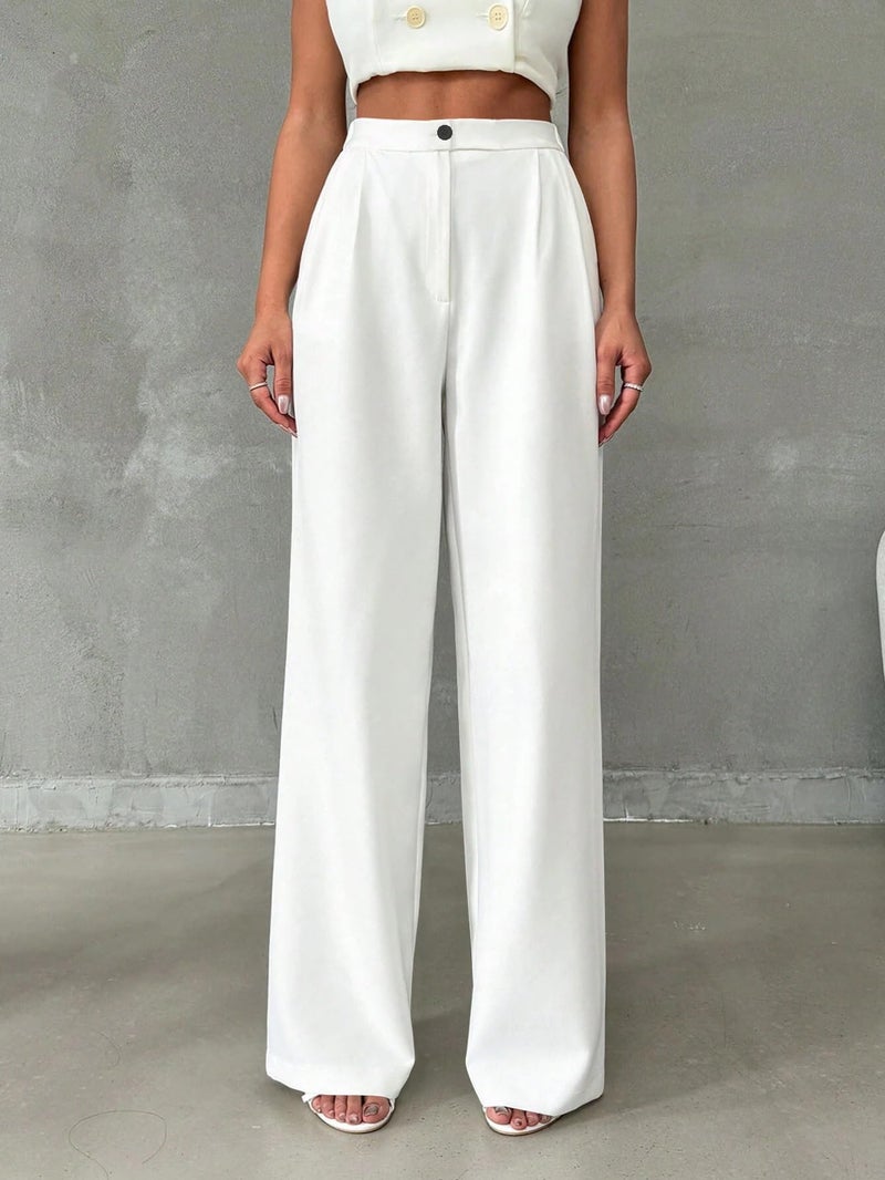 Toochki Trousers for Woman Pants Women's Formal Office Korean | White Track Pant | Straight | Cotton Spandex Stretchable Trouser | High-Waisted Bottom Wear - Image 2