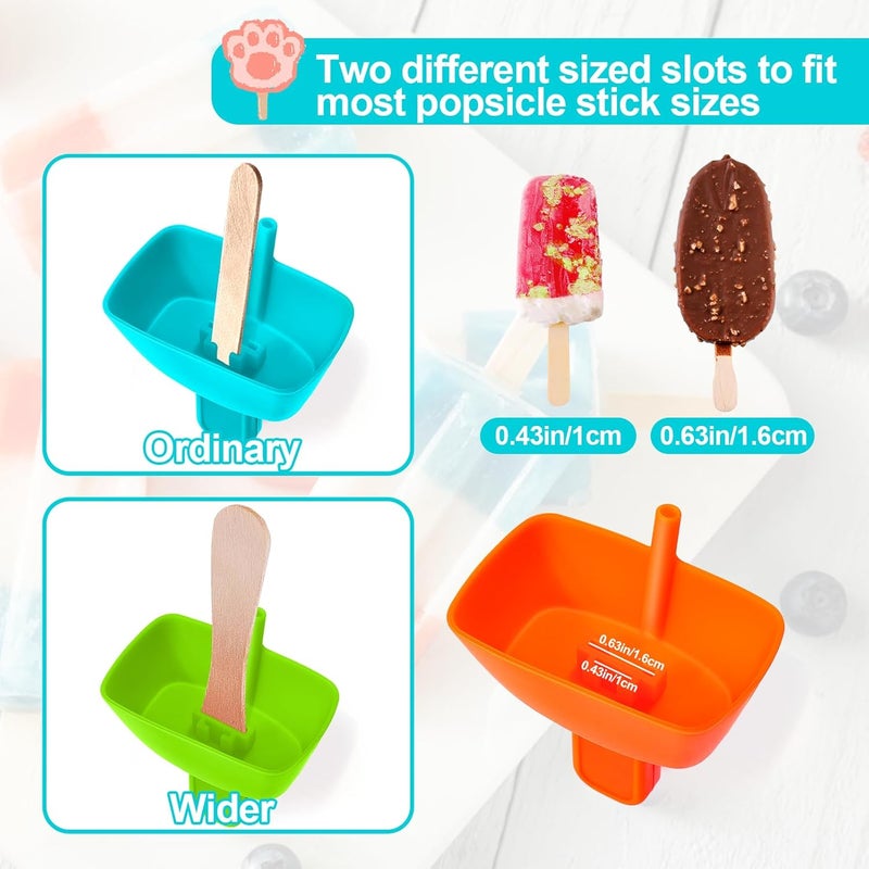 Juome 8Pcs Popsicle Holders Ice Pop Sleeves Set for Kids, Reusable Silicone Popsicle Holder with Built in Straw Neoprene Popsicle Sleeves for Toddlers No Drip, Freeze Pop Holders for Kids Mess Free - Image 5