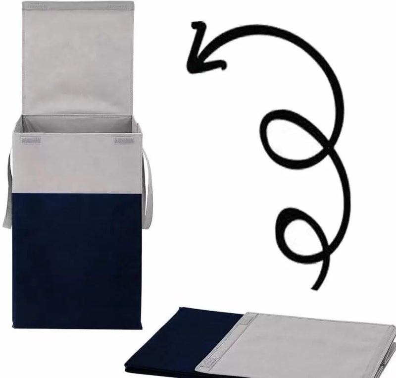 HomeSpire HomeSpire 75 LTR Clothes Basket Toy Storage Box Foldable Laundry Bag Lid Handles Clothes Dress Bin Washing Cloth Basket Dhakkan BoxBlue - Image 4
